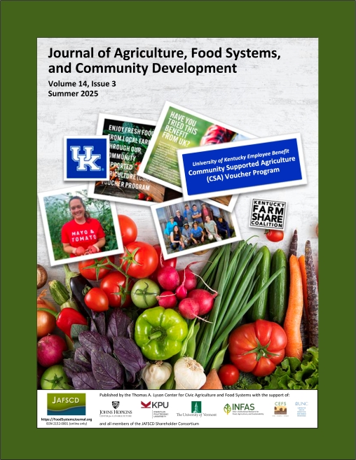 Cover of JAFSCD summer 2025 features the University of Kentucky's employee-benefit CSA